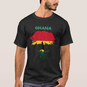 Ghana Ghanaian Heart Love Proud Melanin Flag Tree T-Shirt