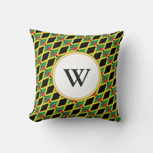 GHANA JAMAICA Dual Heritage Blessed Monogram Throw Pillow