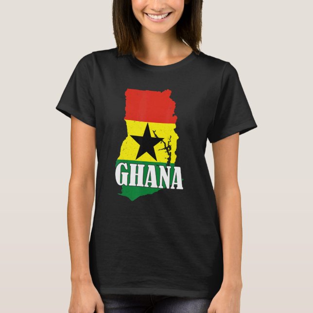 Ghana Map Ghanaian Flag Pride T-Shirt (Front)