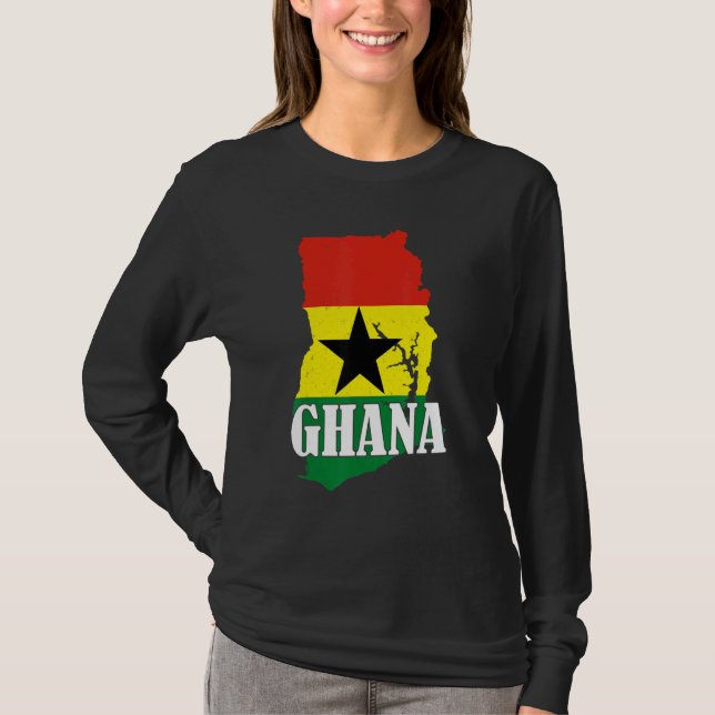 Ghana Map Ghanaian Flag Pride T-Shirt (Front)