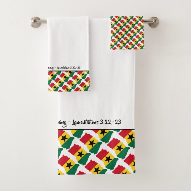 GHANA MAP God's Mercies Customized Text Bath Towel Set (Insitu)