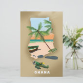 Ghana map illustrated travel poster. (Standing Front)