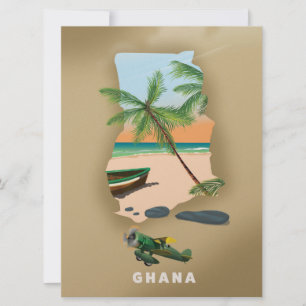 Ghana map illustrated travel poster. invitation