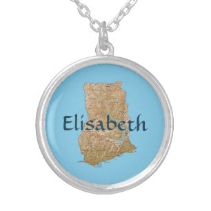 Ghana Map + Name Necklace