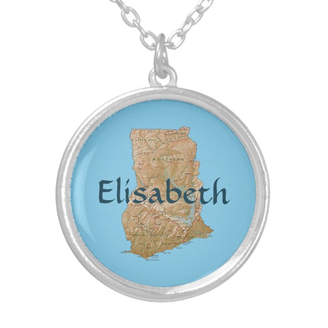 Ghana Map + Name Necklace (Front)