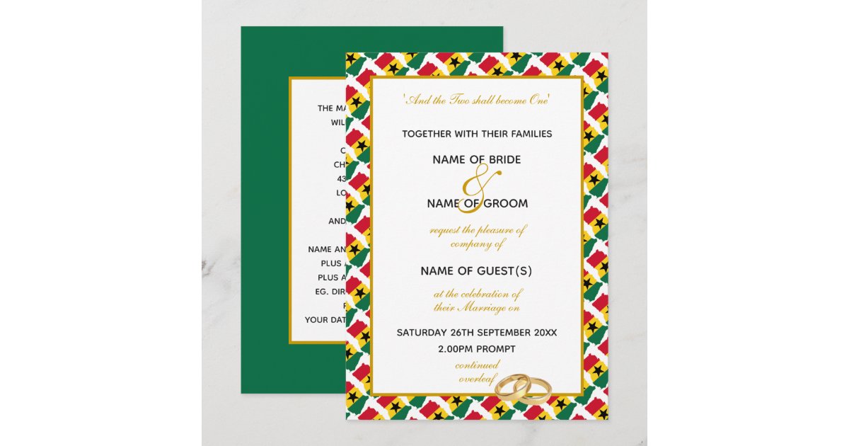 GHANA MAP with Elegant Script Ghanaian Wedding Invitation | Zazzle