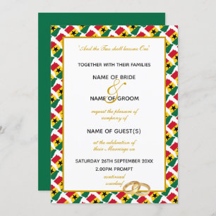 GHANA MAP with Elegant Script Ghanaian Wedding Invitation