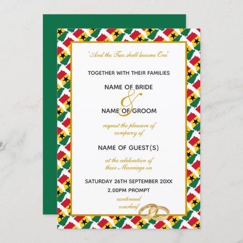 GHANA MAP with Elegant Script Ghanaian Wedding Invitation