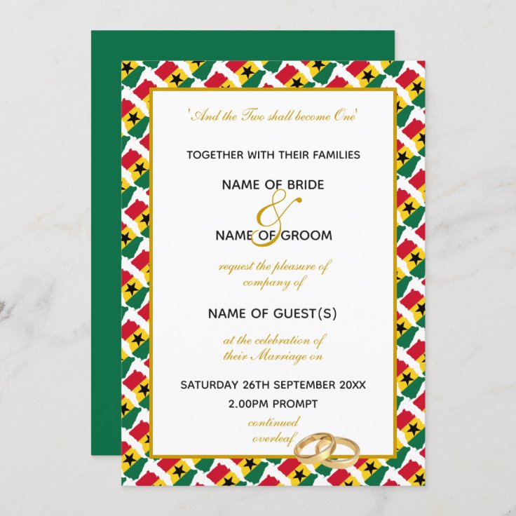GHANA MAP with Elegant Script Ghanaian Wedding Invitation | Zazzle