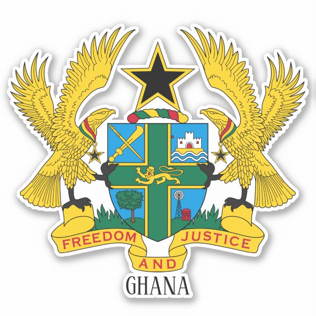 Ghana National Coat Of Arms Patriotic Sticker (Front)