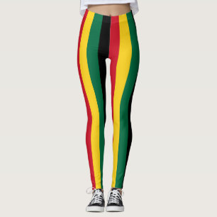Ghana National Flag Colors Vertical Striped Leggings