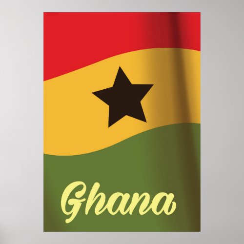 Ghana National Flag vintage style travel poster