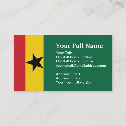 Ghana Plain Flag Business Card