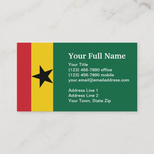 Customizable Ghana Plain Flag Business Card Template