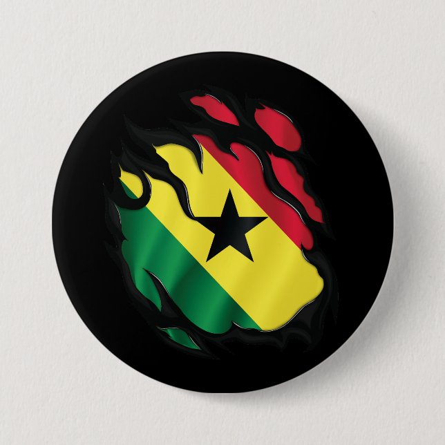Ghana Ripped Flag Button (Front)