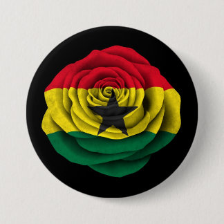 Ghana Rose Flag on Black Pinback Button