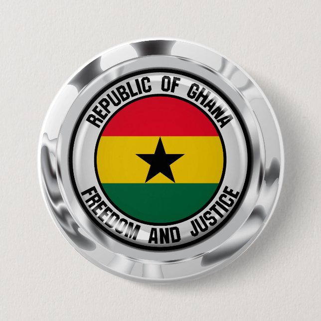 Ghana Round Emblem Button (Front)