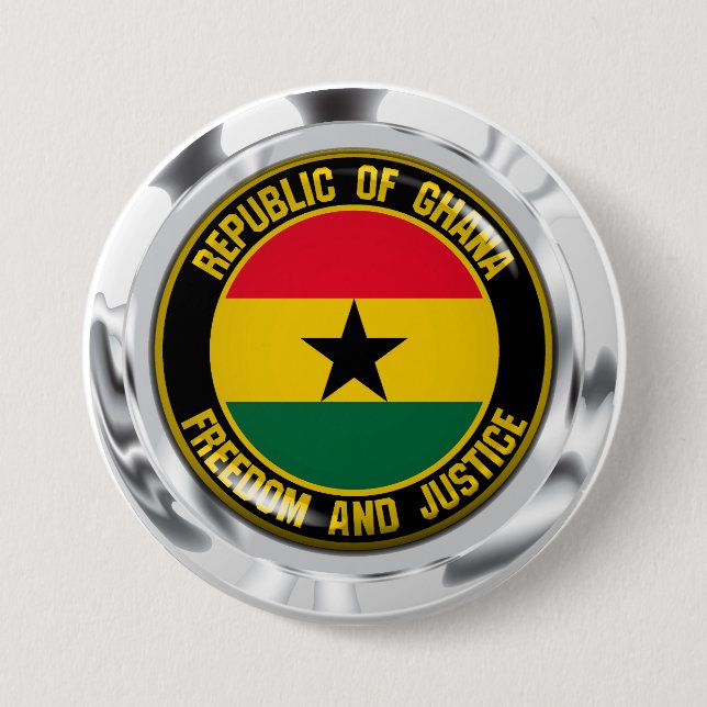 Ghana Round Emblem Button (Front)