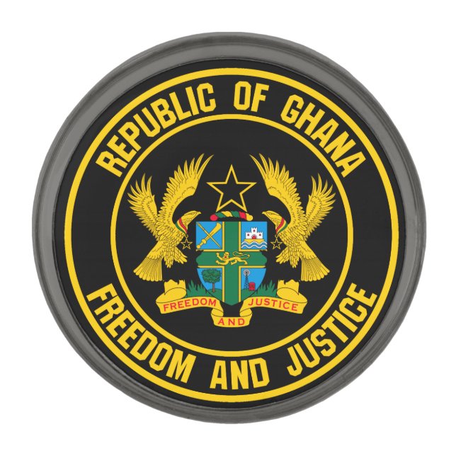 Ghana Round Emblem Gunmetal Finish Lapel Pin (Front)
