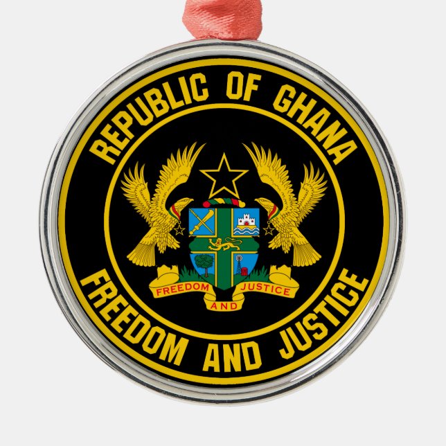 Ghana Round Emblem Metal Ornament (Front)