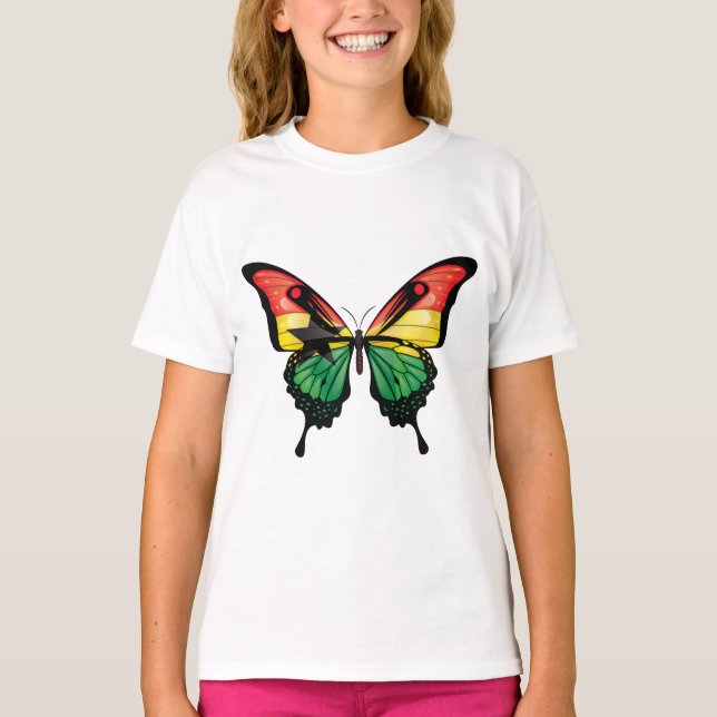 Ghana Swallowtail Butterfly Flag Sticker T-Shirt (Front)