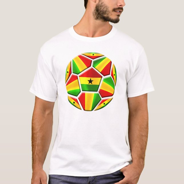 Ghana The Black Stars soccer ball Ghanaian flags T-Shirt (Front)