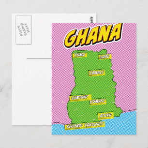 Ghana Travel map Postcard