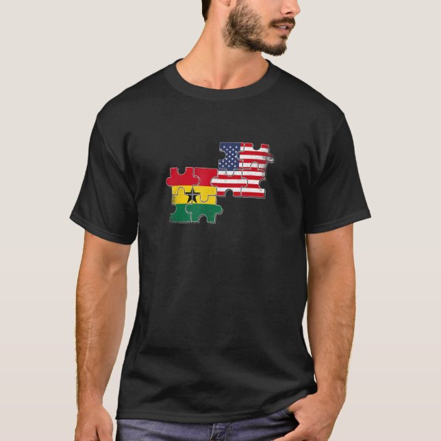 Ghana USA Ghanaian American Flag T-Shirt (Front)