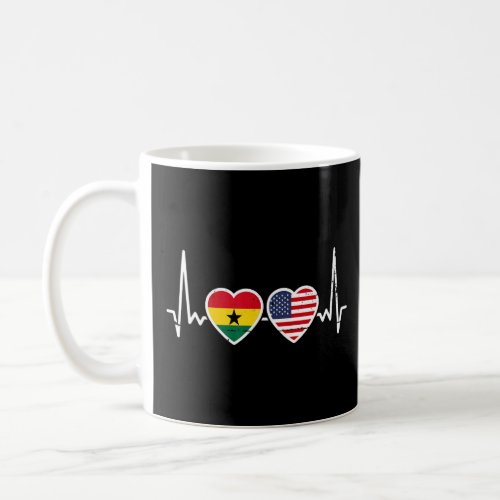 Ghana USA Heartbeat Ghanaian American Flag  Coffee Mug