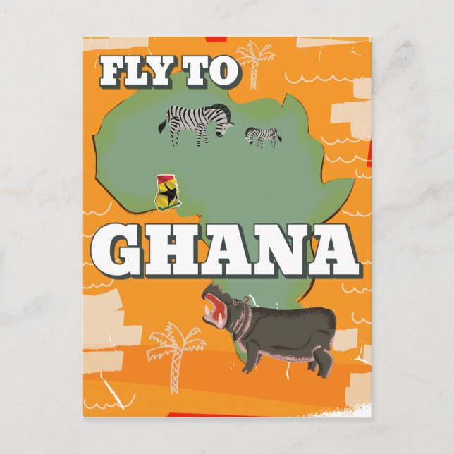 Ghana vintage travel poster postcard (Front)