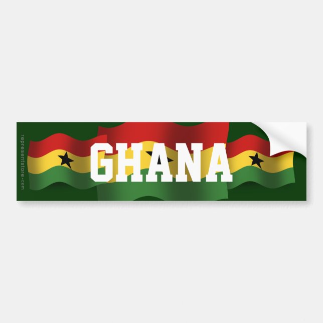 Ghana Waving Flag Bumper Sticker (Front)