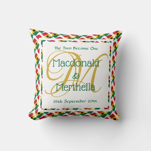 GHANA WEDDING KEEPSAKE Two Become One Custom Throw Pillow