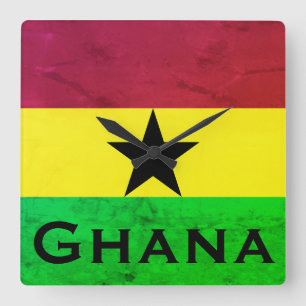 Ghana (West Africa) Flag Square Wall Clock
