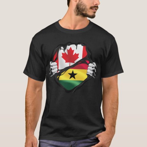 Ghanaian Canadian Hands Ripped Roots Flag T_Shirt