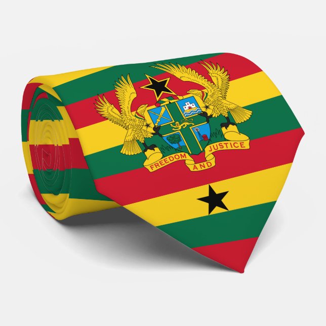 Ghanaian Flag & Coat of Arms, Flag of Ghana Neck Tie (Rolled)