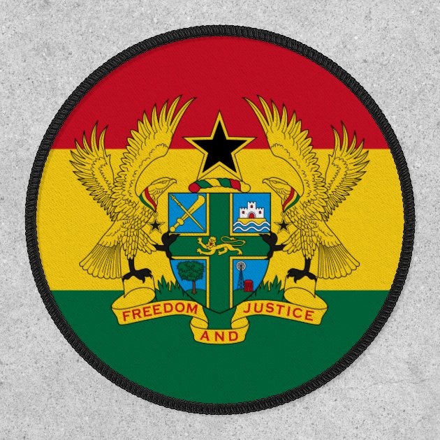 GHANA Flag Iron-On Military Patch Morale Emblem BLACK Border #27 