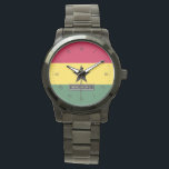 Ghanaian Flag | Custom Name Watch<br><div class="desc">An elegant watch featuring the beautiful flag of Ghana. Towards the bottom of the watch face is a nameplate for your name in elegant font.</div>
