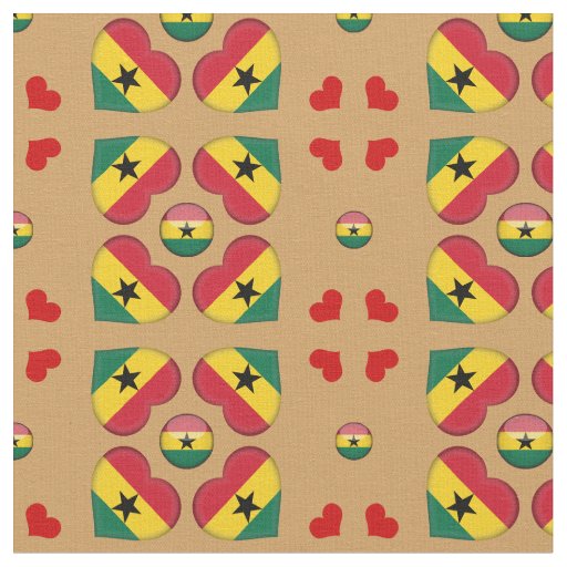 Ghanaian Flag & Ghana Heart fashion Fabric