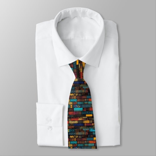Ghanaian Style Kente Pattern Neck Tie (Tied)