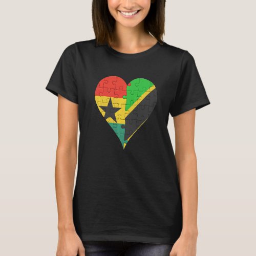 Ghanaian Tanzanian Flag Heart T_Shirt