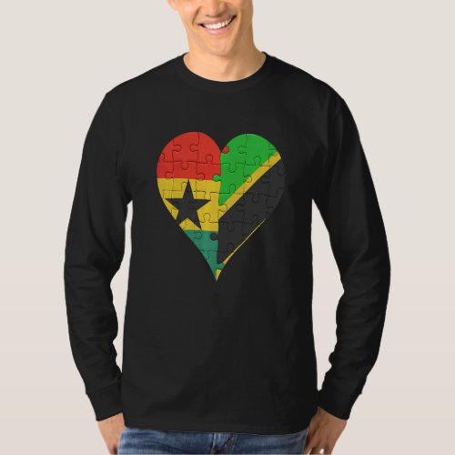 Ghanaian Tanzanian Flag Heart T_Shirt