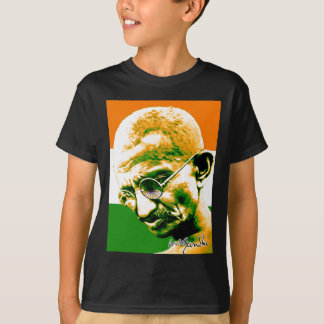 Ghandi in orange green and white with flag T-Shirt