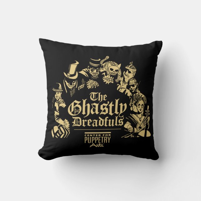 Ghastly Dreadfuls Throw Pillow (Front)
