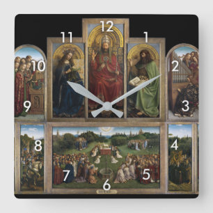 Ghent Altarpiece(detail), Van Eyck Brothers Square Wall Clock