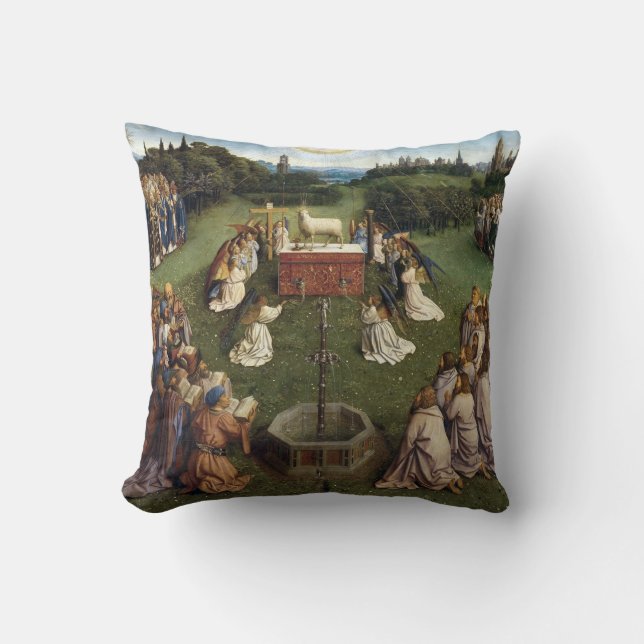 Ghent Altarpiece(detail), Van Eyck Brothers Throw Pillow (Front)