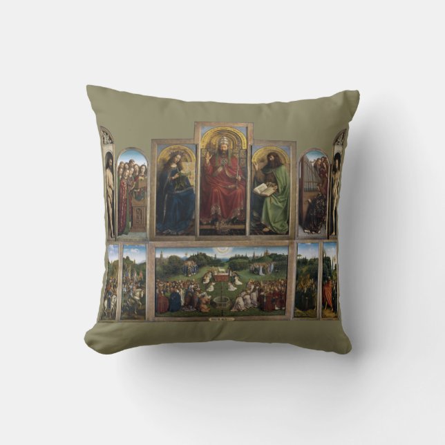 Ghent Altarpiece, Van Eyck Brothers Throw Pillow (Front)