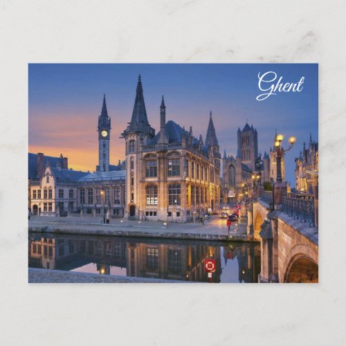 Ghent Belgium Cityscape Travel Photo Postcard
