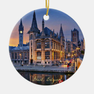 Ghent, Belgium setting sun Ceramic Ornament