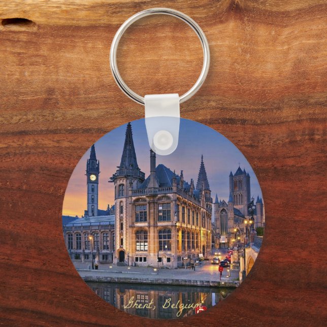 Ghent, Belgium setting sun Keychain (Front)