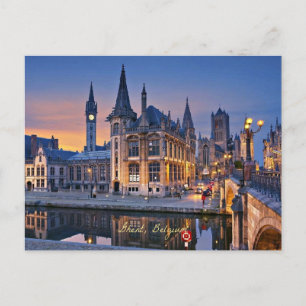 Ghent, Belgium setting sun Postcard